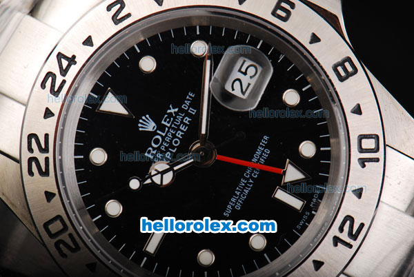 Rolex Explorer Oyster Perpetual Chronometer Automatic with Black Dial and White Case-Round Bearl Marking-Small Calendar - Click Image to Close